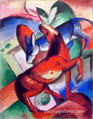 Horse and donkey by Franz Marc paintings reproduction